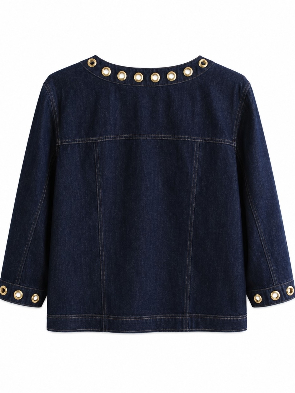 Focus 2000 Dark Indigo Denim Jacket with Gold Eyelet Trim 18W Classic Nautical - Picture 7 of 11